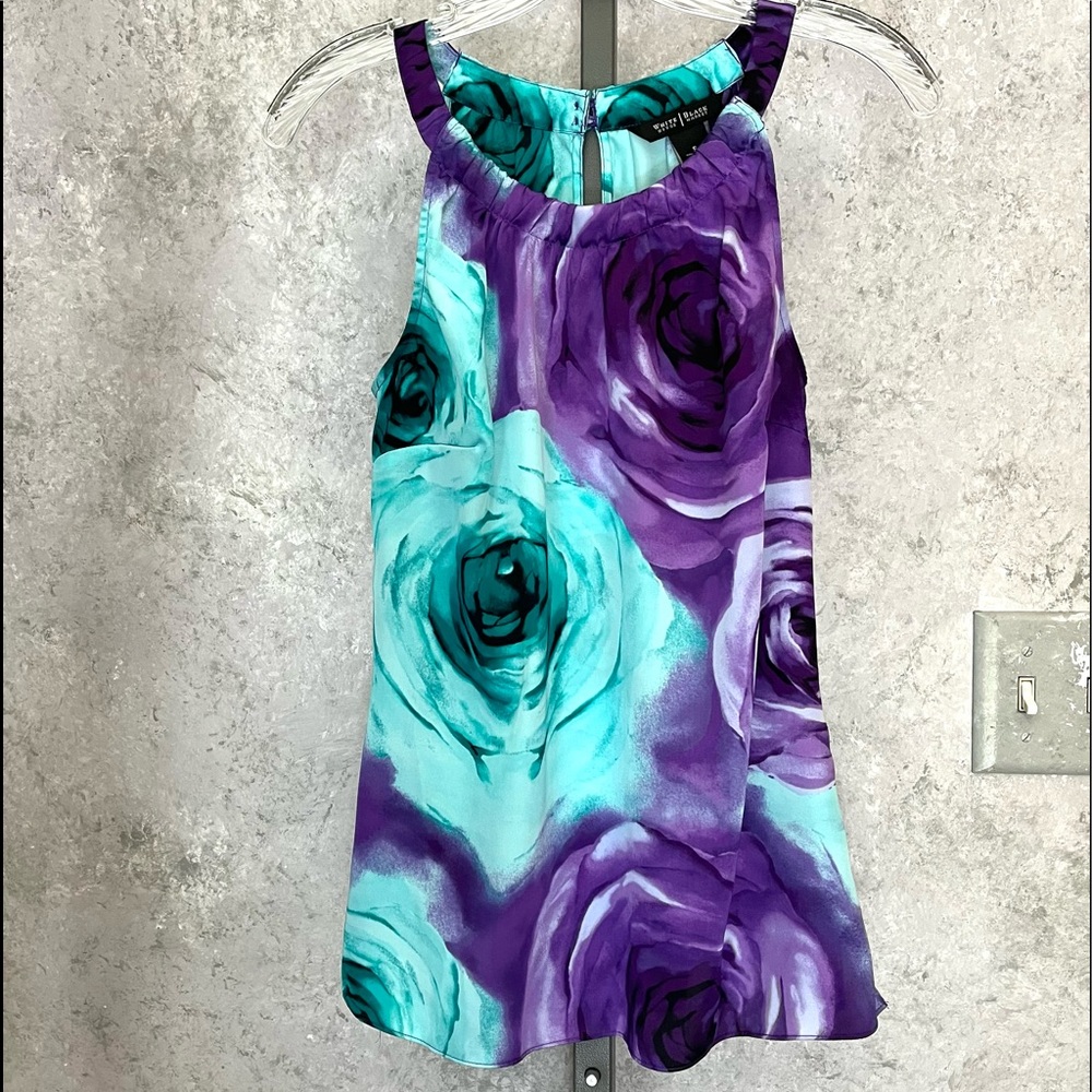 White House Black Market Teal Blue & Purple Halter Top Small